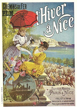 Un affiche PLM, vantant la vie à Nice l'hiver (Belle époque)