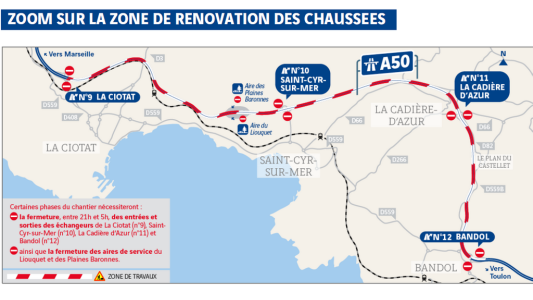 Entre La Ciotat et Bandol, la rénovation de l'autoroute A50 continue