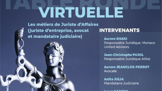 Table ronde virtuelle AFJE/ANEJE : "Les métiers de Juriste d'Affaires" le 26 février