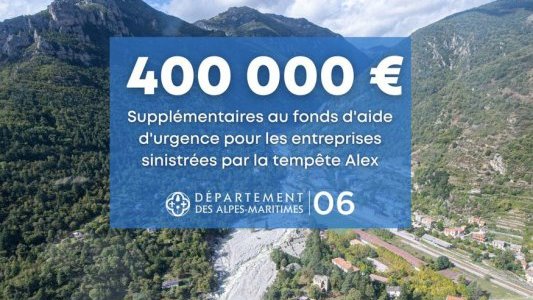 Le fonds de soutien pour les entreprises sinistrées par la tempête Alex est augmenté de 400 000 €