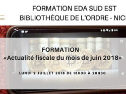 Formation EDA Sud Est : Actualité fiscale du mois de juin 2018
