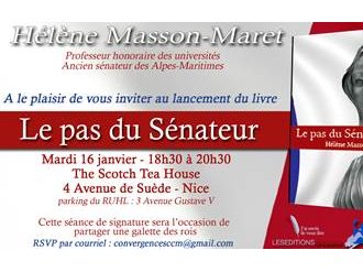 "Le pas du sénateur" : Hélène Masson-Maret présentera son livre à Nice le 16 janvier