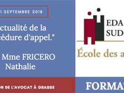 Formation EDA Sud Est : Actualité de la procédure d'appel le 21/09 à Grasse