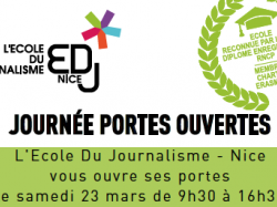 L'Ecole Du Journalisme - Nice vous ouvre ses portes le samedi 23 mars de 9h30 à 16h30