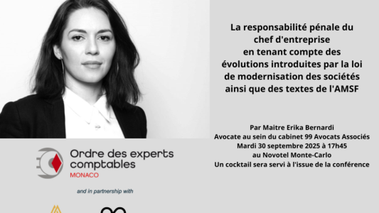 Monaco - Conférence sur la responsabilité pénale du chef d'entreprise (évolutions et enjeux)