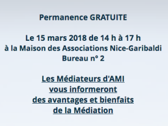 Permanence d'information à la Médiation avec AMI à Nice le 15 mars