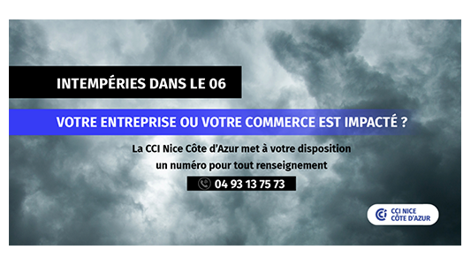 Intempéries du 23 Novembre 2019 : premier bilan et actions déployées par la CCI Nice Côte d'Azur