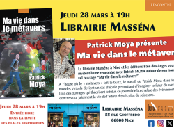 Patrick Moya présente "Ma vie dans le métavers" le jeudi 28 mars à 19h à la Librairie Masséna