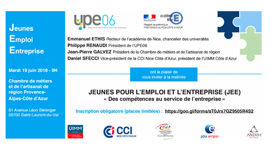 Matinée "JEUNES POUR L'EMPLOI ET L'ENTREPRISE : « Des compétences au service de l'entreprise »