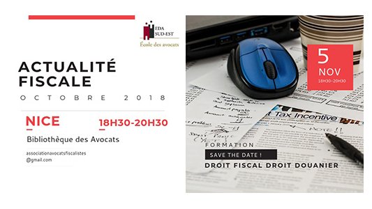 Formation EDA Sud Est : Actualité fiscale du mois d'octobre 2018