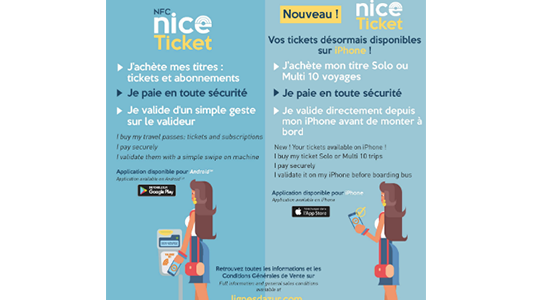 Nouveau : l'application Nice Ticket permet d'acheter des tickets Solo ou Multi 10 voyages sur iPhone
