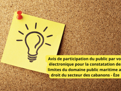 Limites domaine maritime/ secteur des Cabanons à Éze : avis de participation du public par voie électronique