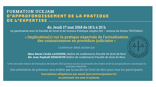Formation UCEJAM : « Implication(s) sur la pratique expertale de l'actualisation des connaissances en procédure judiciaire »