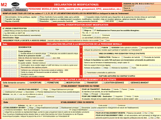Formulaire M2 : déclaration de modification pour une personne morale