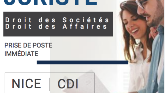 EMPLOI - Offre : Cabinet d'Avocats Nice recherche Juriste Droit des affaires / Droit des sociétés