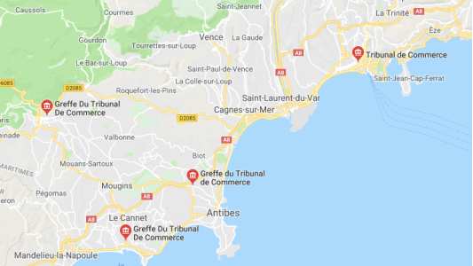 Circonscriptions des Tribunaux de Commerce des Alpes-Maritimes
