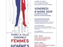 Conférences à Vence le 8 mars : "Faire la ville ensemble – Femmes et hommes"