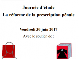 Colloque CERDP - La réforme de la prescription pénale, le 30 juin