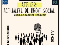 Atelier AFJE 06 sur l'actualité du droit social : rendez-vous le 14 novembre avec le cabinet NEOJURIS