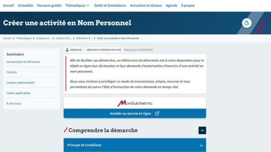 Monaco : Un guichet en ligne pour faciliter la création d'activité en nom personnel