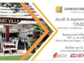Déjeuner des Entrepreneurs de Villeneuve-Loubet : Atelier sur la RGPD le 6 septembre