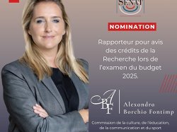 Alexandra Borchio Fontimps nommée Rapporteur pour avis des crédits de la Recherche, lors de l'examen du budget 2025