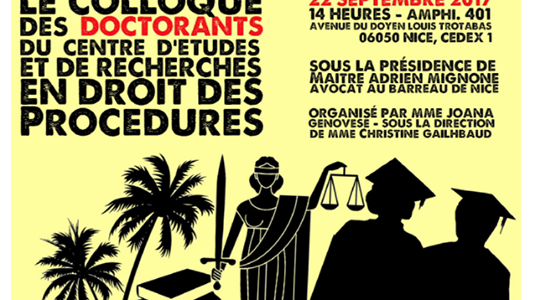 Le colloque des doctorants CERDP abordera LA PROCÉDURE le 22 septembre à la Fac de droit de Nice