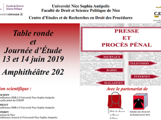 Faculté de Droit : Table ronde et journée d'étude "Presse et procès pénal"