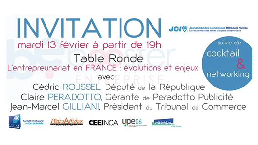 Table-ronde "L'entrepreunariat en France, évolutions et enjeux" le 13 février au CEEI à Nice