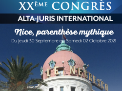 Congrès Alta-Juris International 2021 à Nice, programme de ce 20ème Anniversaire 