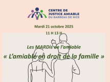 CJA de Nice : rencontre sur « l'amiable en droit de la famille » le 21 octobre