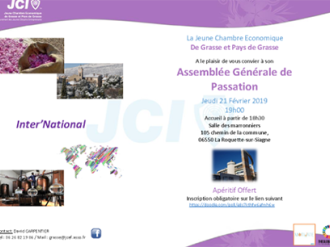AG de Passation 2019 de la JCE de Grasse et Pays de Grasse le 21 février à 19h