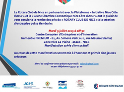 6ème Prix du Rotary Club de Nice à la création d'entreprise le 9 juillet !