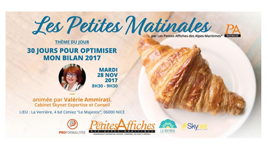 #PetiteMatinale le 28 novembre : "30 jours pour optimiser mon bilan 2017"