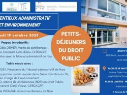Prochain petit-déjeuner du droit public : "Contentieux administratif et environnement" le 19 octobre