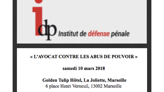 Formation IDP le 10 mars : "L'avocat contre les abus de pouvoir"