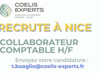 Le Cabinet Coelis Experts Nice recrute un collaborateur comptable H/F