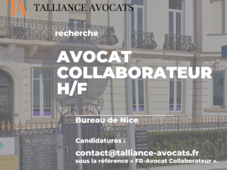 Le cabinet Talliance Avocats recherche un avocat collaborateur H/F