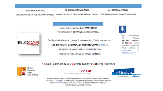 « LE DISPOSITIF ARDAN* ... ET POURQUOI PAS VOUS ! » : pour ne pas passer à côté d'une bonne opportunité, rendez-vous demain à Initiative Menton !