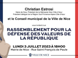 Nice : Rassemblement républicain devant la mairie ce lundi 3 juillet 2023 à 18h