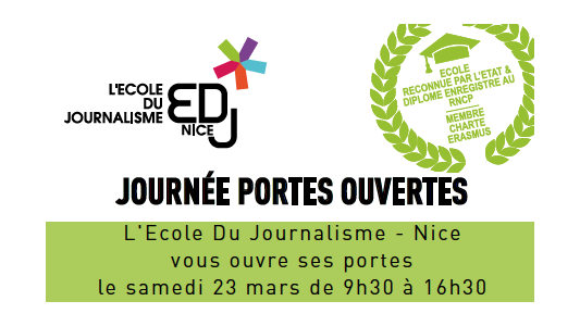 L'Ecole Du Journalisme - Nice vous ouvre ses portes le samedi 23 mars de 9h30 à 16h30