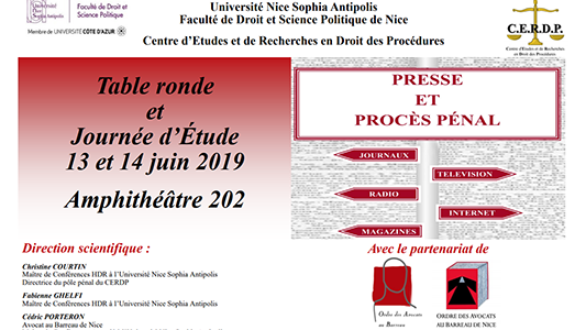 Faculté de Droit : Table ronde et journée d'étude "Presse et procès pénal"