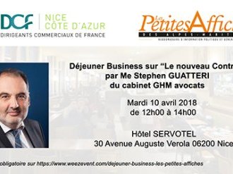 Le prochain déjeuner business DCF Nice accueille Maître GUATTERI pour étudier "le nouveau contrat : La simplification du droit au service du développement commercial de l'entreprise"