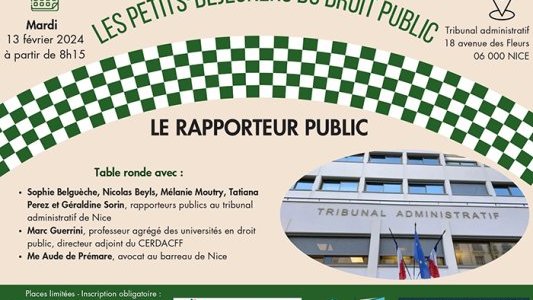 Prochain Petit-déjeuner du droit public à Nice : "Le rapporteur public"