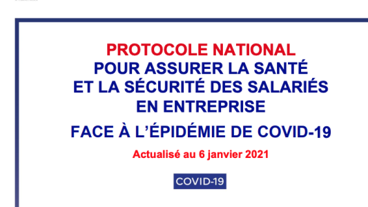 Nouveau protocole national en entreprise actualisé au 6 janvier 2021