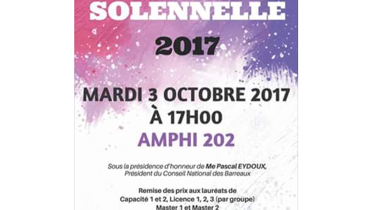 Rentrée solennelle de la Faculté de Droit et Science politique de Nice le 3 octobre