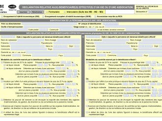 M'BE GIE ou association - Déclaration relative au(x) bénéficiaire(s) effectif(s) d'un GIE ou d'une association ;