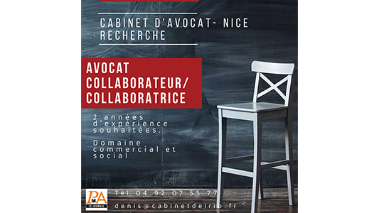 Cabinet d'Avocat Nice recherche : Avocat collaborateur/trice