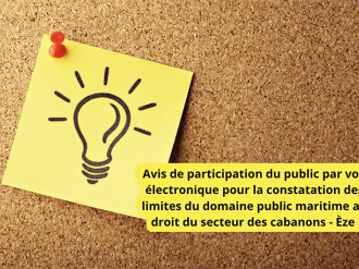 Limites domaine maritime/ secteur des Cabanons à Éze : avis de participation du public par voie électronique