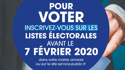Inscriptions sur la liste électorale jusqu'au vendredi 7 février 2020